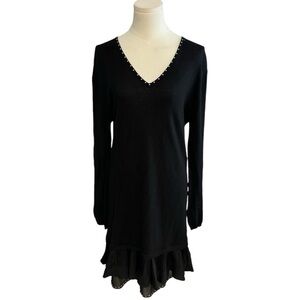 TWINSET Black Dress Studs‎ Sweater Mini Abito Size XS 4 S Party Cashmere Wool